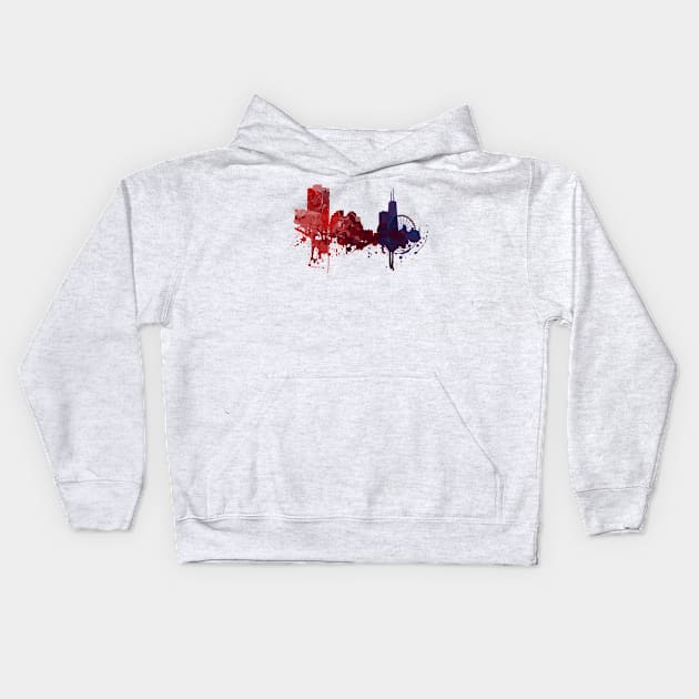 Chicago - Painted Skylines Kids Hoodie by DigitalShards